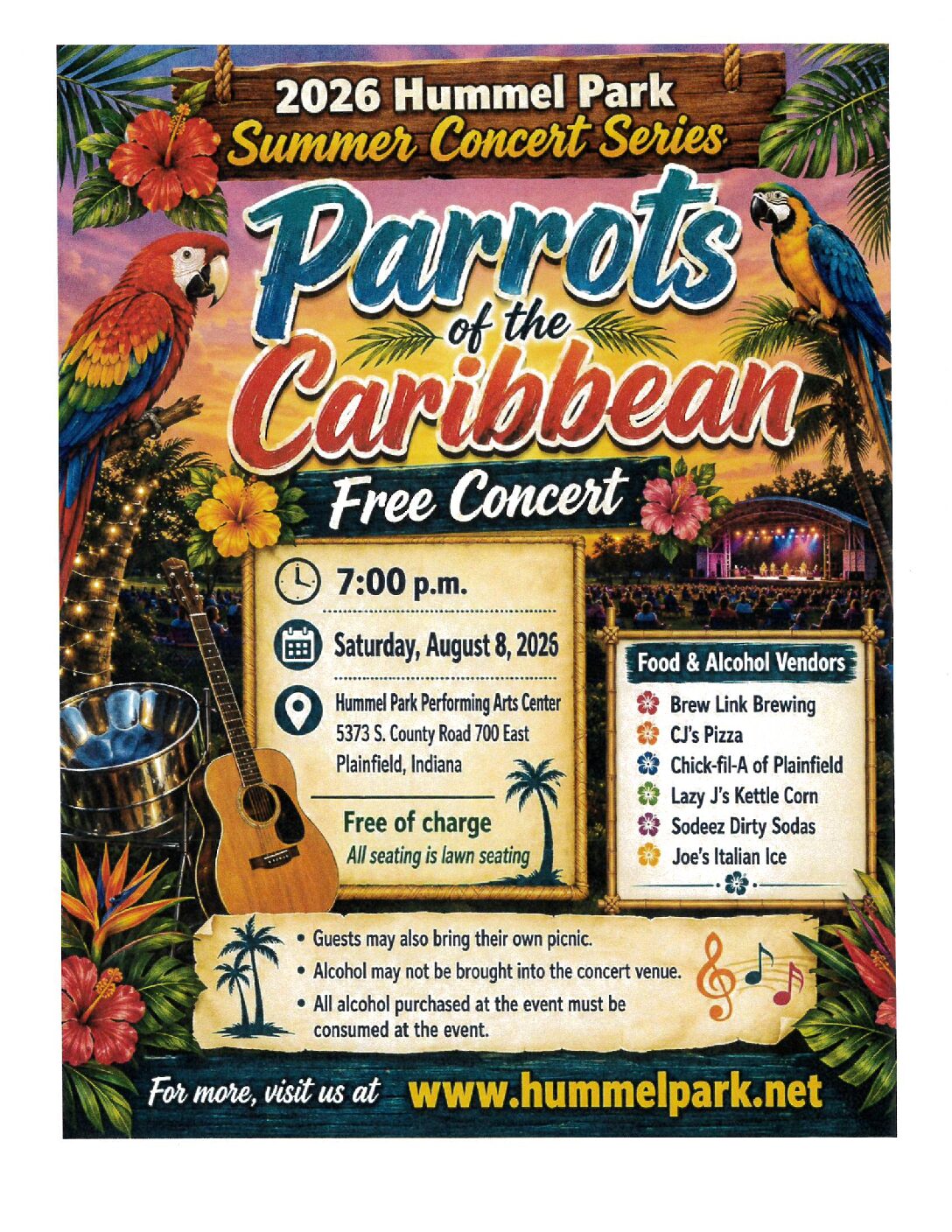 Free Summer Concert – Parrots of the Caribbean – Hummel Park